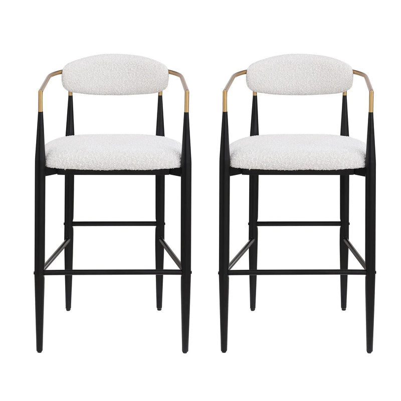 Upholstered Bar Stools With Backs for Kitchen Island (Set of 2) - Beige by HouseOfZazla