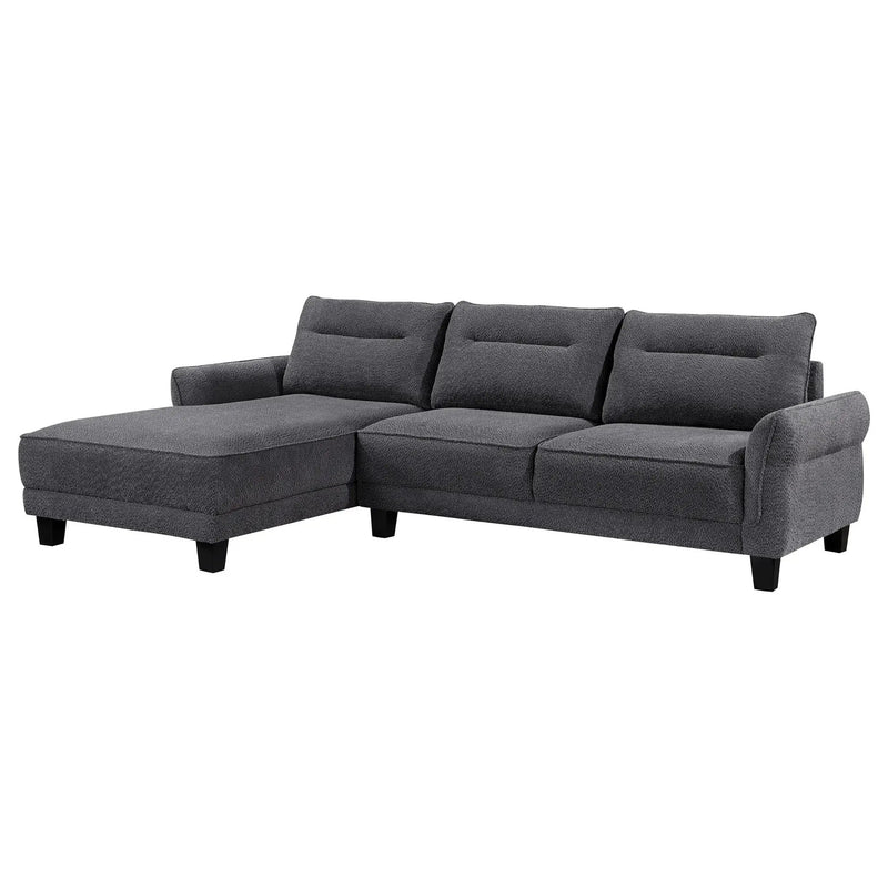 Caspian Upholstered Curved Arm Chaise Sectional Sofa Grey by Unique Piece Furniture