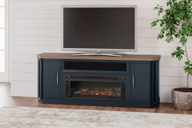 Landocken - 83" TV Stand With Electric Fireplace - Two-tone by Unique Piece Furniture
