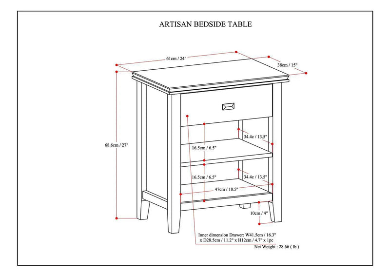 Artisan - Bedside Table - Warm Walnut Brown by Unique Piece Furniture