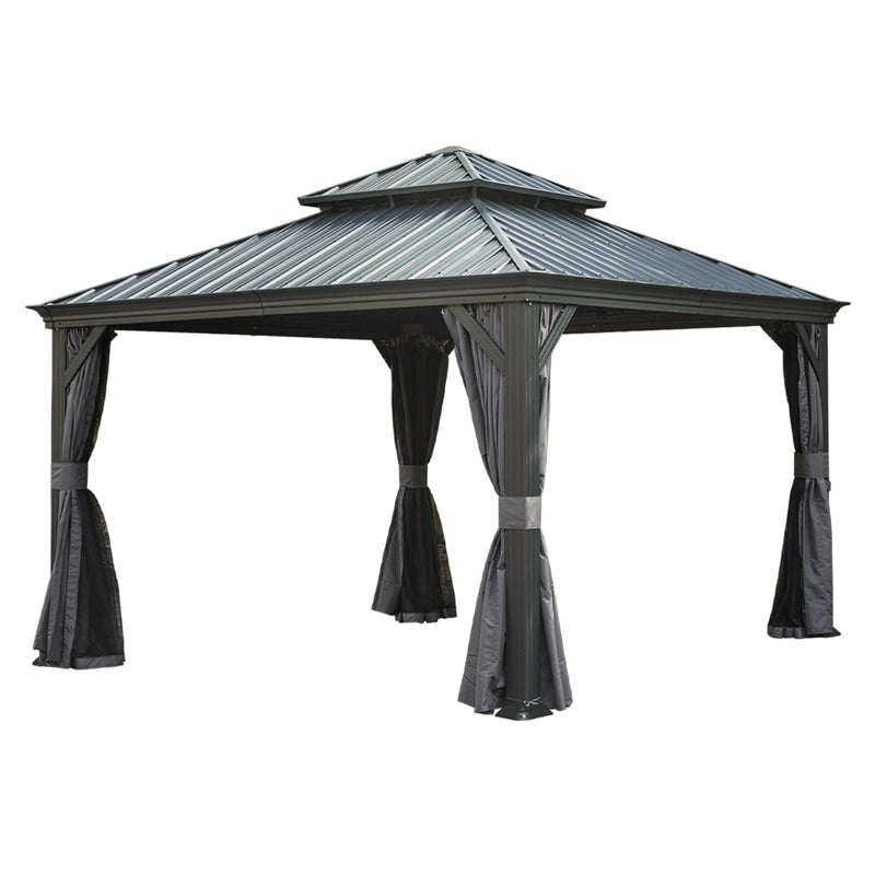 12'x12' Hardtop Gazebo Canopy with Galvanized Steel Double Roof by HouseOfZazla