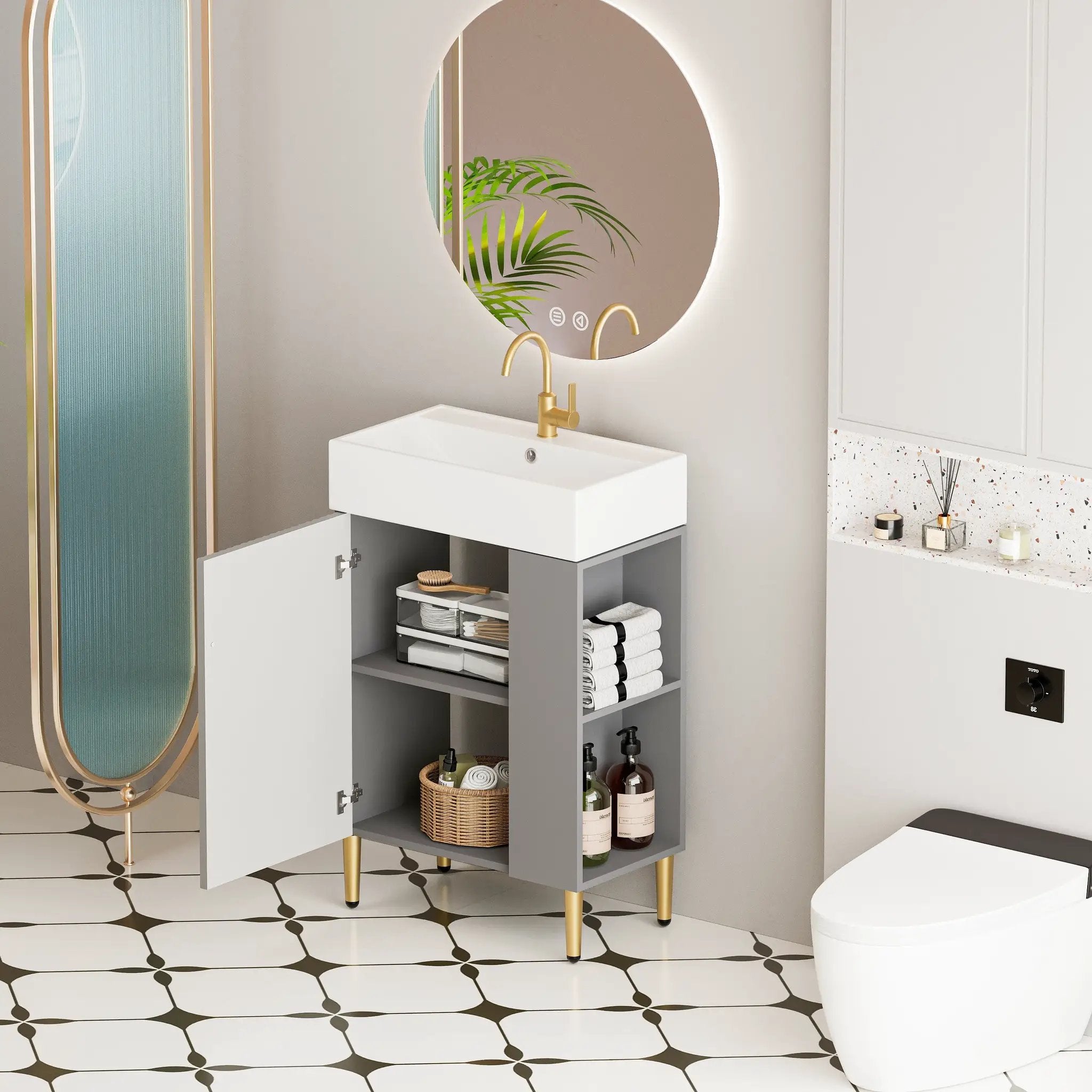 21.6" Open-Shelving Vanity with Ceramic Sink by HouseOfZazla