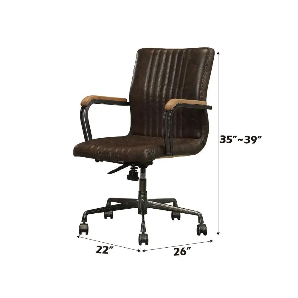 Joslin - Office Chair - Distress Chocolate Top Grain Leather by Unique Piece Furniture