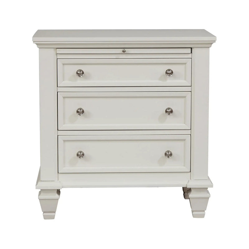 Cottage 3 Drawer Nightstand With Pull Out Tray - Cream White