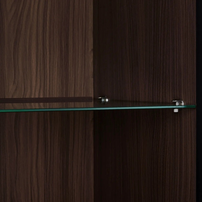 Modern Minimalist Tall Lighted Display Cabinet With Tempered Glass Door - Black / Dark Walnut by HouseOfZazla