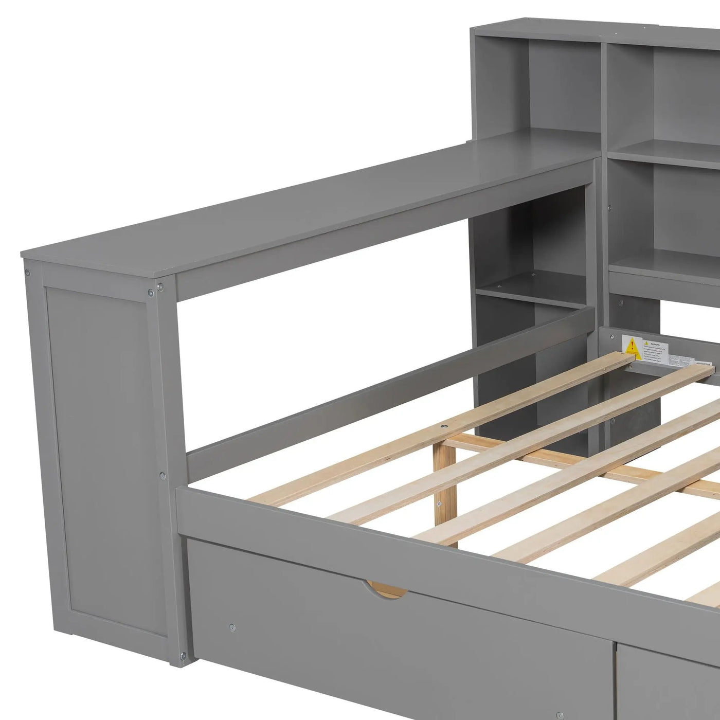 Platform Bed With Upholstered Headboard, Storage Shelves, Drawers, Charging Station, LED Lighting, Built In Desk by HouseOfZazla
