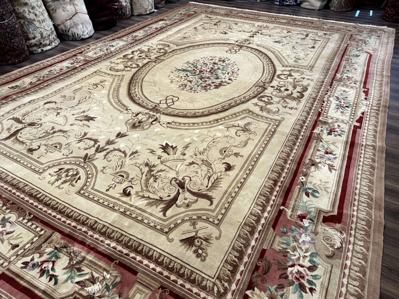 Palace Size Aubusson Rug 12x18, Extra Large, French European Carpet, Soft Wool Pile, Elegant by Jewel Rugs