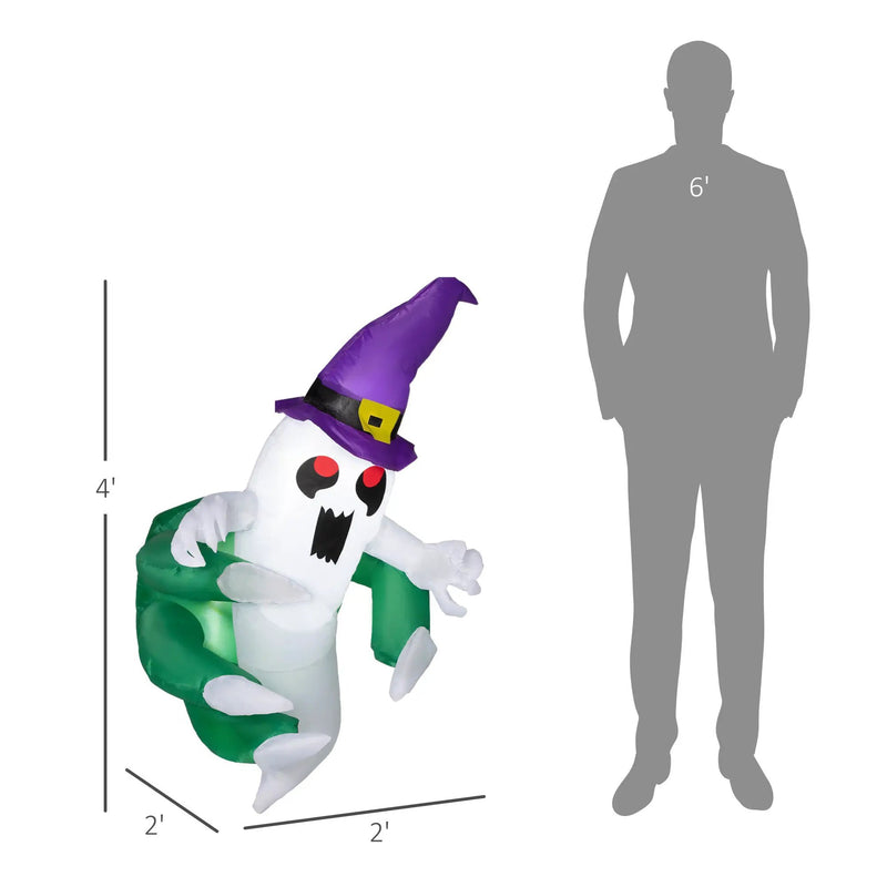 4ft Animated Window-Cling Inflatable Ghost with LED Illumination by HouseOfZazla