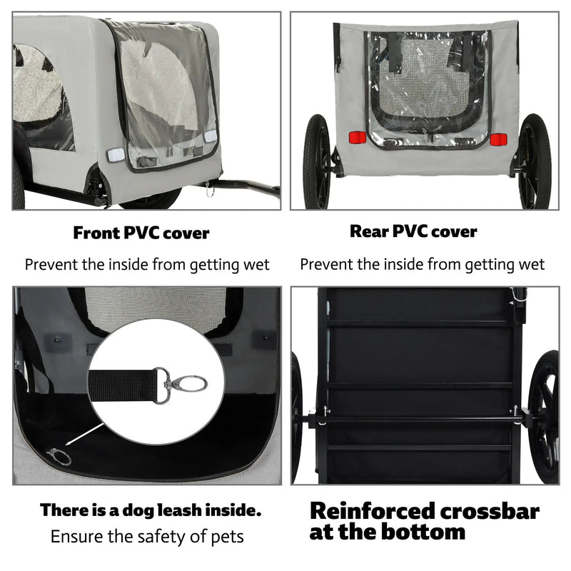 Outdoor Heavy Duty Collapsible Pet Bike Trailer with 16-Inch All-Terrain Wheels by HouseOfZazla