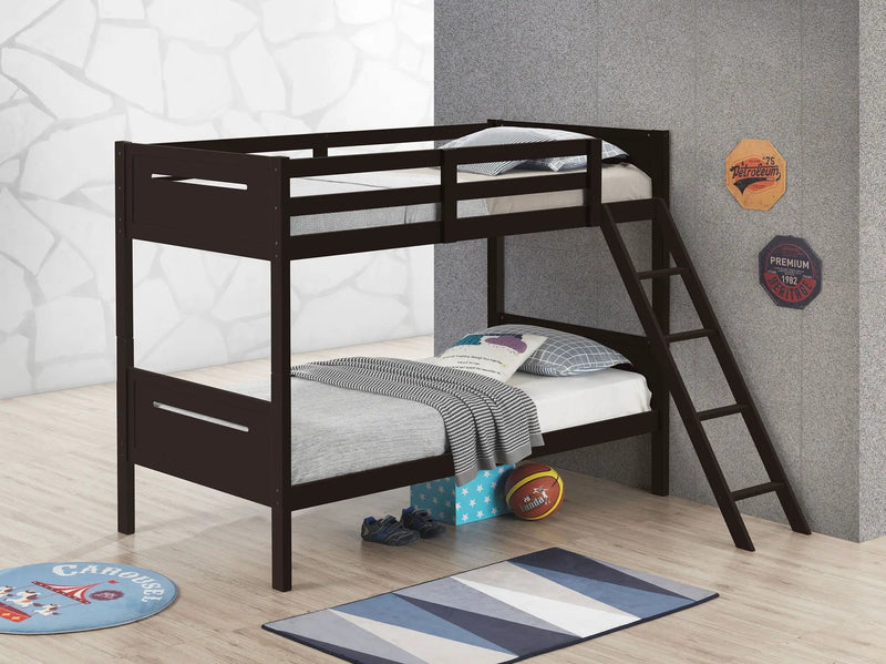 Littleton Wood Twin Over Twin Bunk Bed Espresso by Unique Piece Furniture