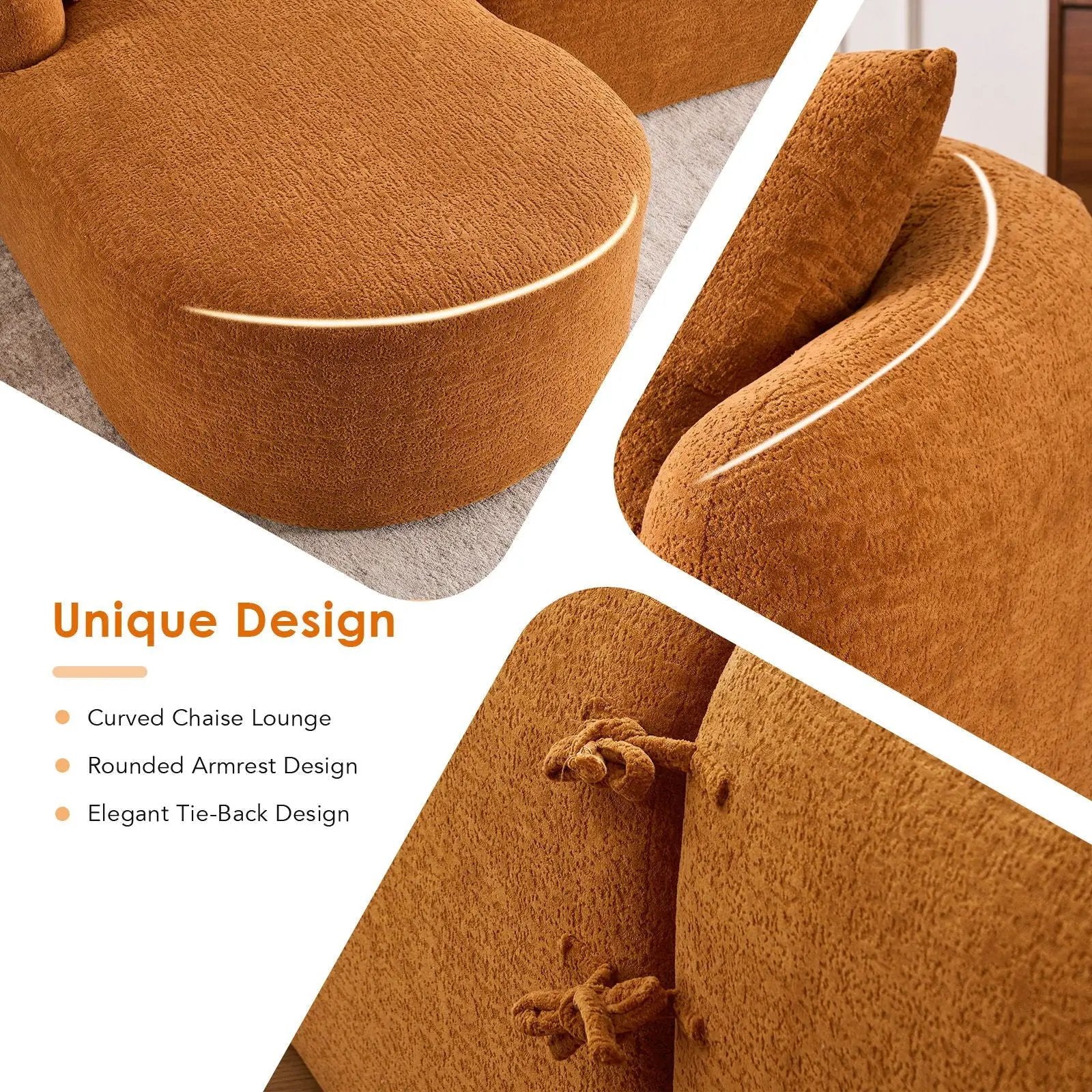 Combined Sofa With 4 Pillows by Unique Piece Furniture