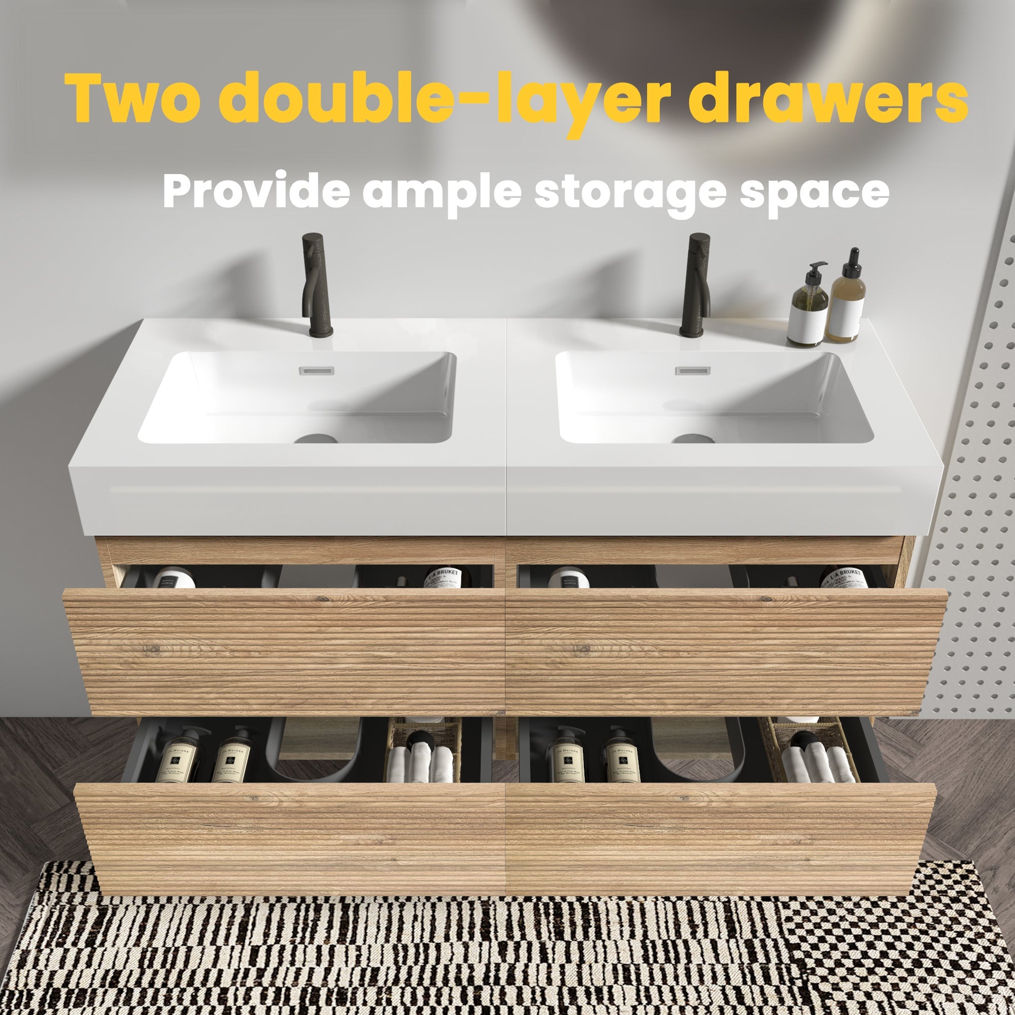 Grace 48" Bathroom Vanity with Double Drawers by HouseOfZazla