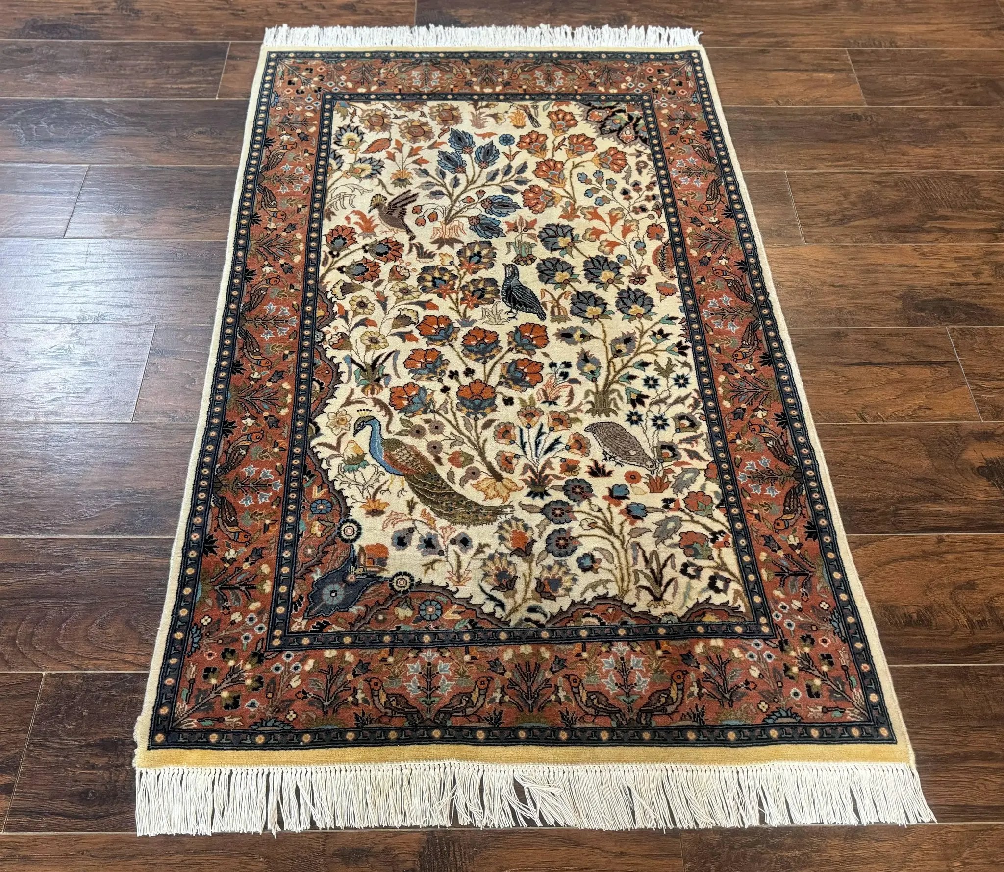 Small Pak Persian Rug 3x5, Peacock Birds Floral by Jewel Rugs