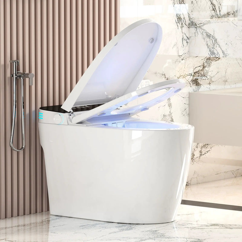 Smart Heated Bidet Toilet With Auto Open / Close Seat, Warm Water Wash, Dryer, And LED Display - White by HouseOfZazla