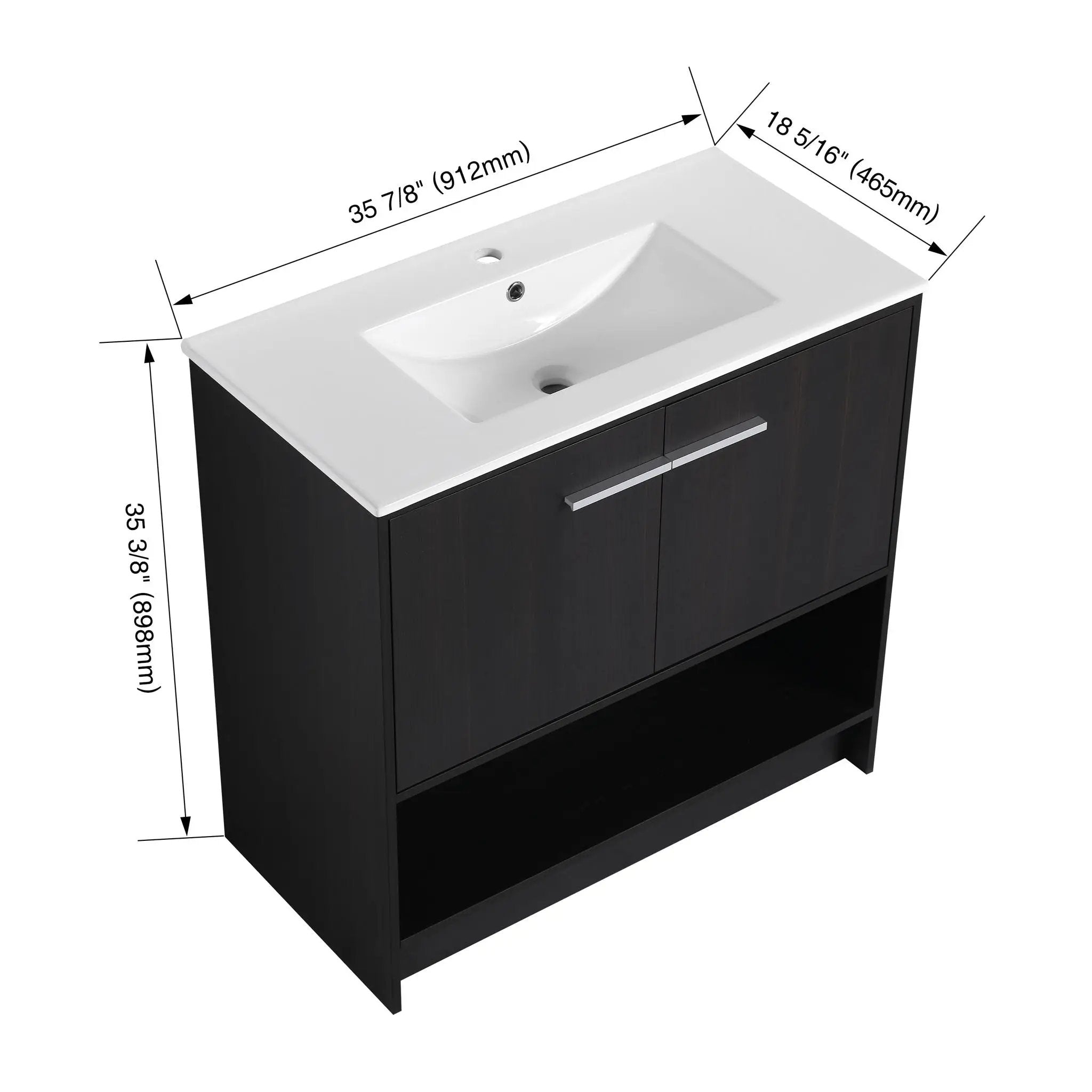 Modern Bathroom Vanity With Ceramic Sink, Freestanding Cabinet, Soft Closing Doors by Unique Piece Furniture