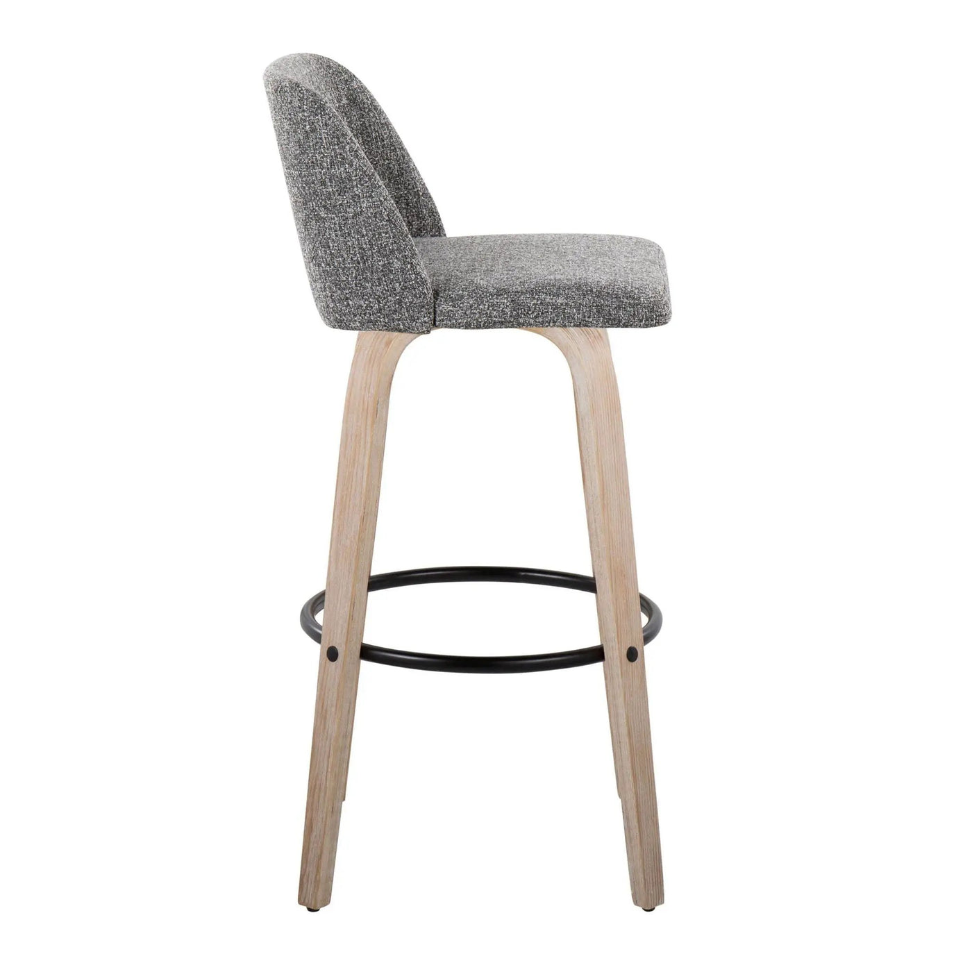 Toriano - Mid-Century Modern Fixed Height BarStool With Round Footrest (Set of 2) by HouseOfZazla