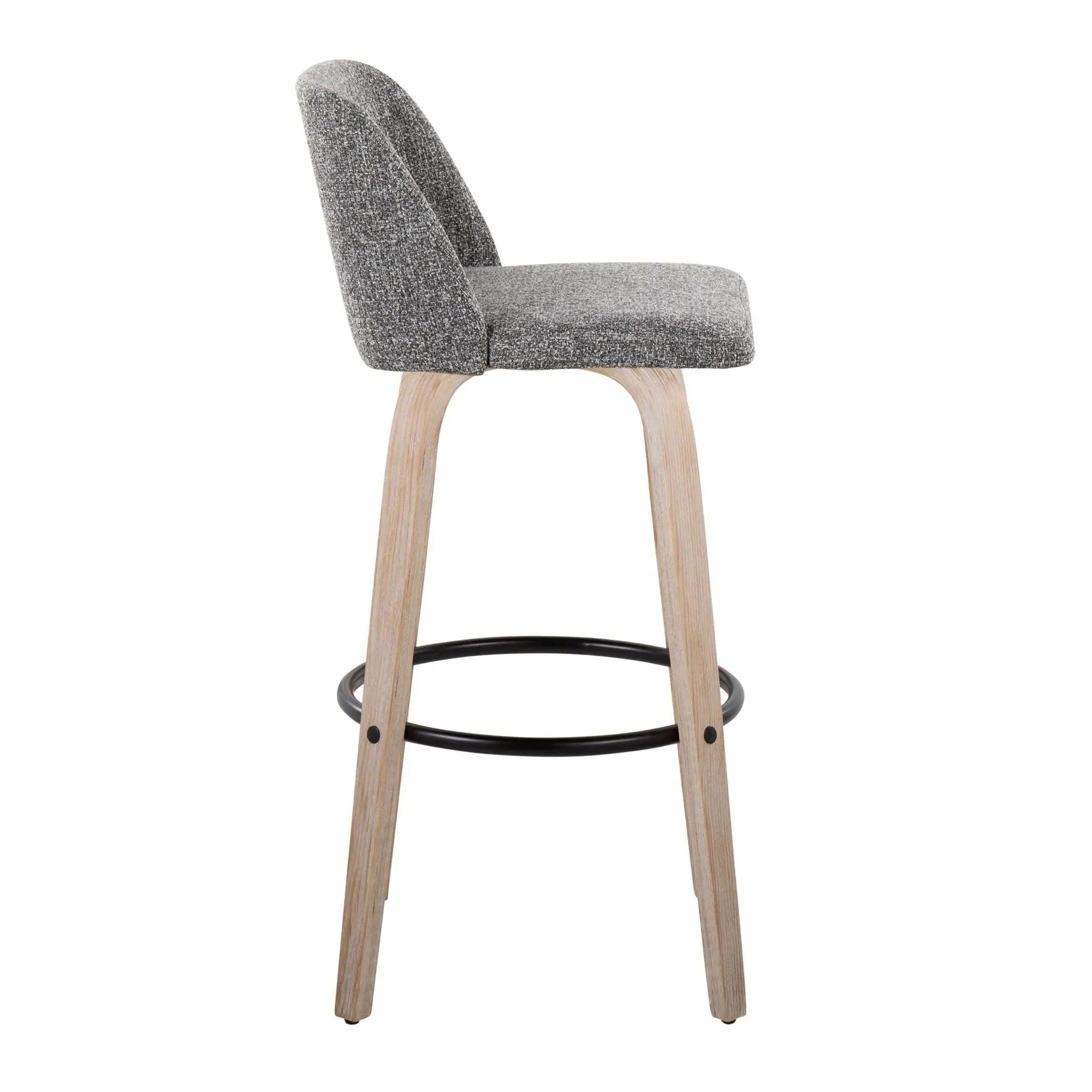 Toriano - Mid-Century Modern Fixed Height BarStool With Round Footrest (Set of 2) by HouseOfZazla