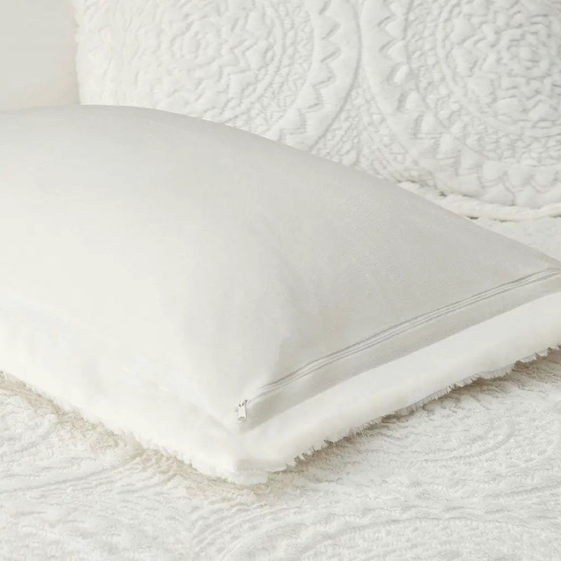 Full/Queen Embroidered Medallion Faux Fur Ultra Plush Comforter Mini Set by HouseOfZazla