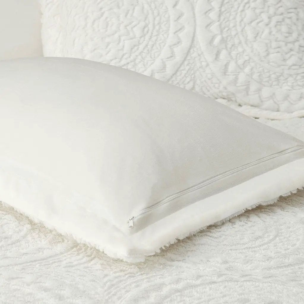 King/Cal King Embroidered Medallion Faux Fur Comforter Mini Set by HouseOfZazla