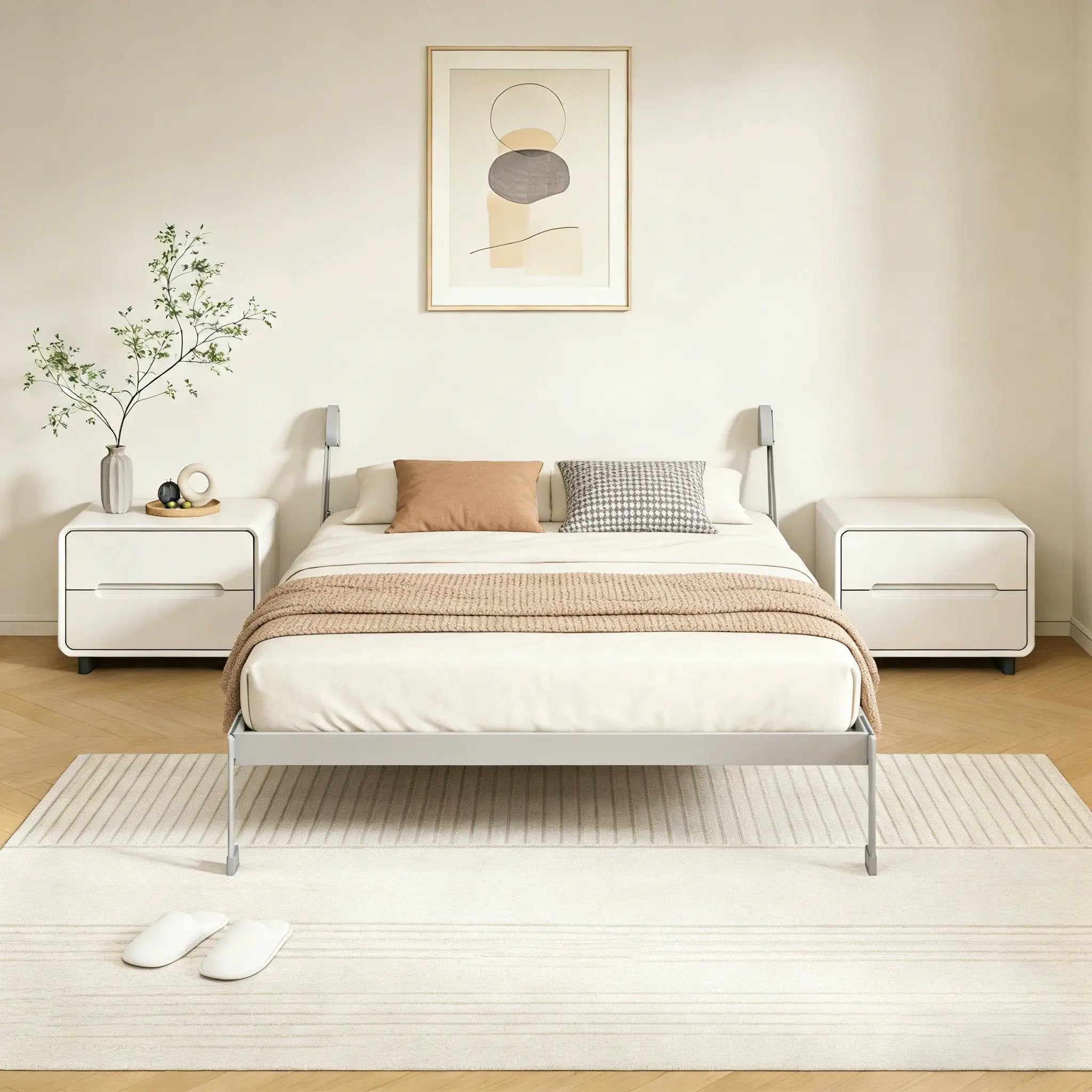 Queen Size Vertical Murphy Wall Cabinet Folding Bed With Automatic Legs - Gray by HouseOfZazla