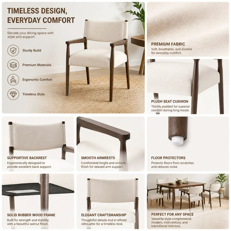 7-Piece Rectangular Dining Table Set, 70 Inch Rubber Wood by HouseOfZazla