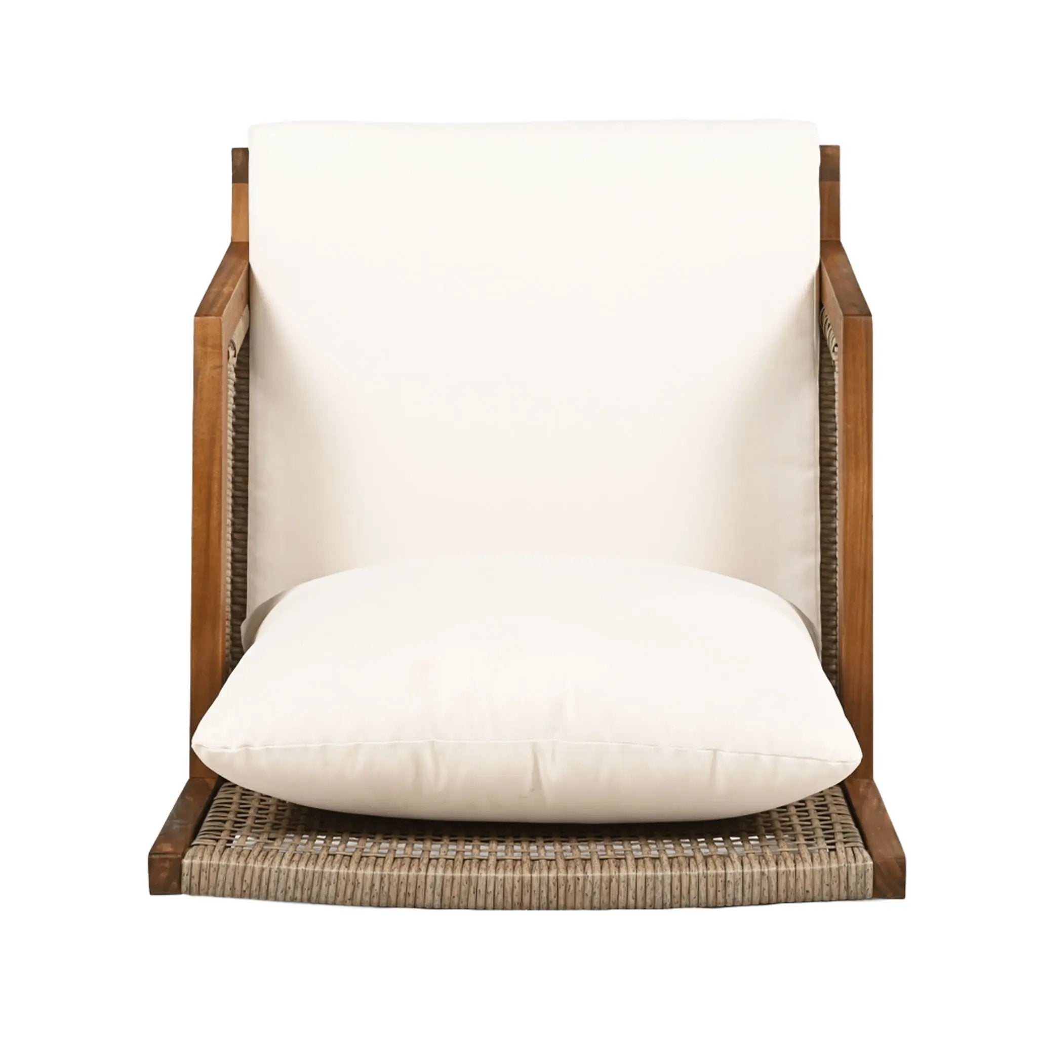 Acacia Wood Patio Furniture Club Chair, Outdoor Wicker Armchair by HouseOfZazla