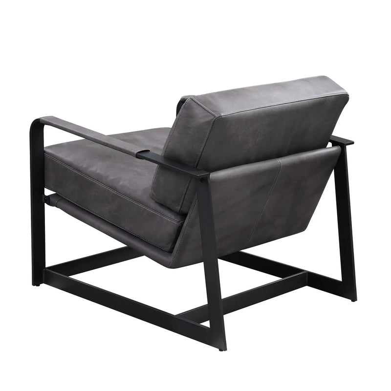 Locnos - Accent Chair - Gray Top Grain Leather & Black by Unique Piece Furniture