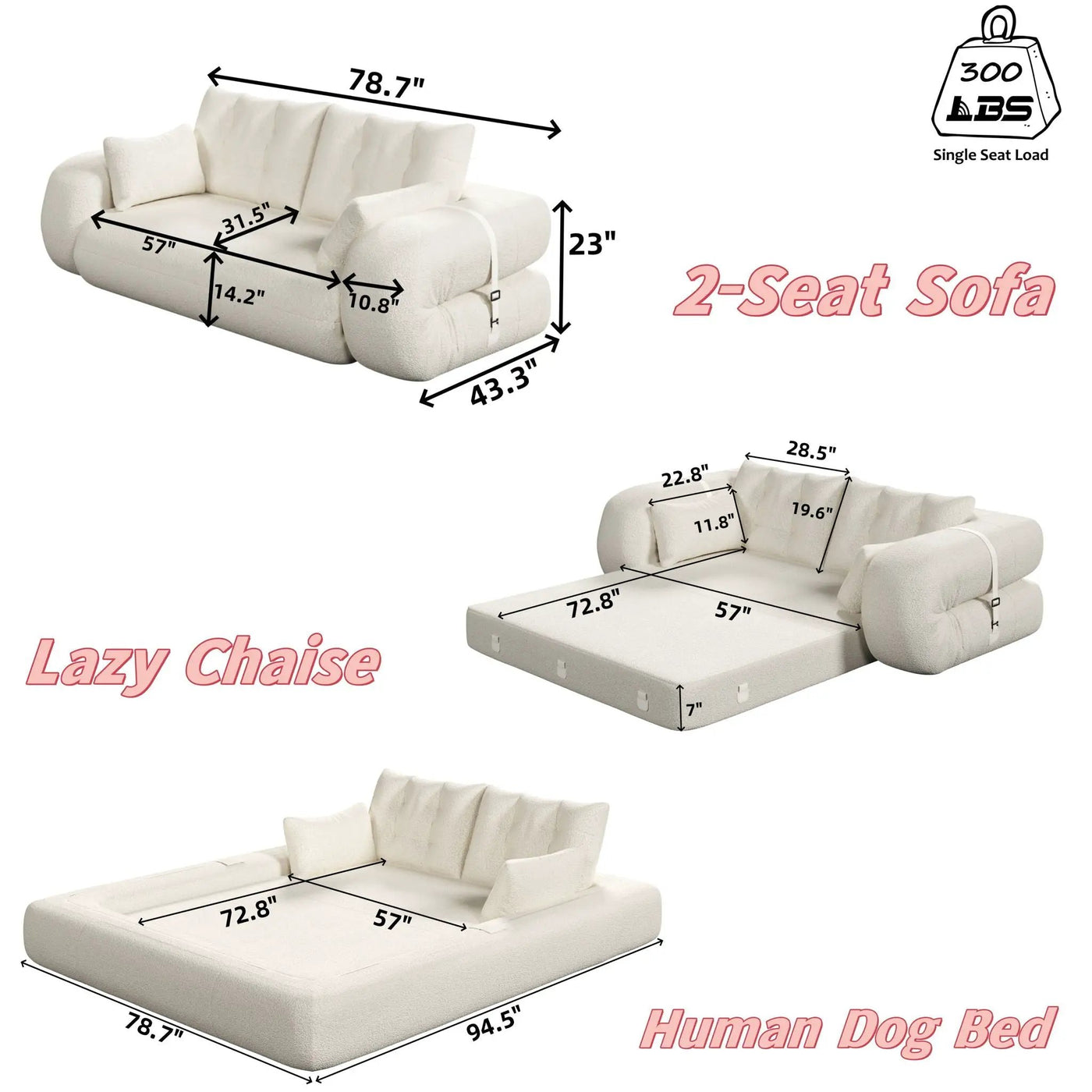 Human Dog Bed Multi Functional Foldable Sofa Bed 3 In 1 by HouseOfZazla
