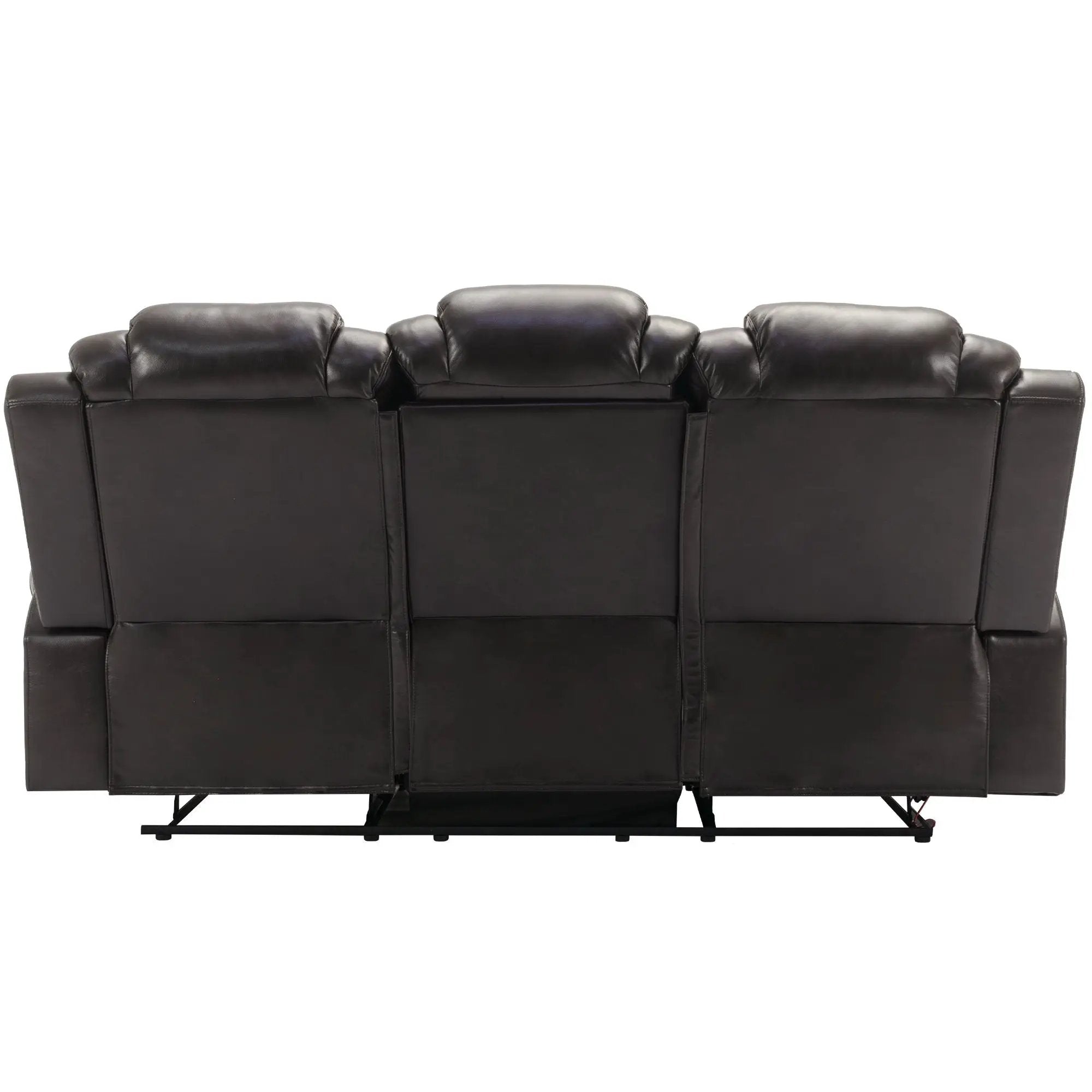 Home Theater Seating Manual Recliner Chair With Center Console And Led Light Strip For Living Room by HouseOfZazla