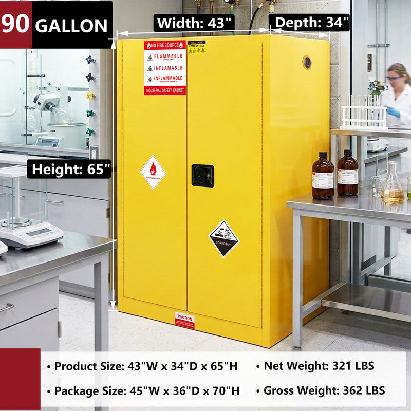90 Gal Flammable Safety Cabinet, 43"W x 34"D x 65"H by HouseOfZazla