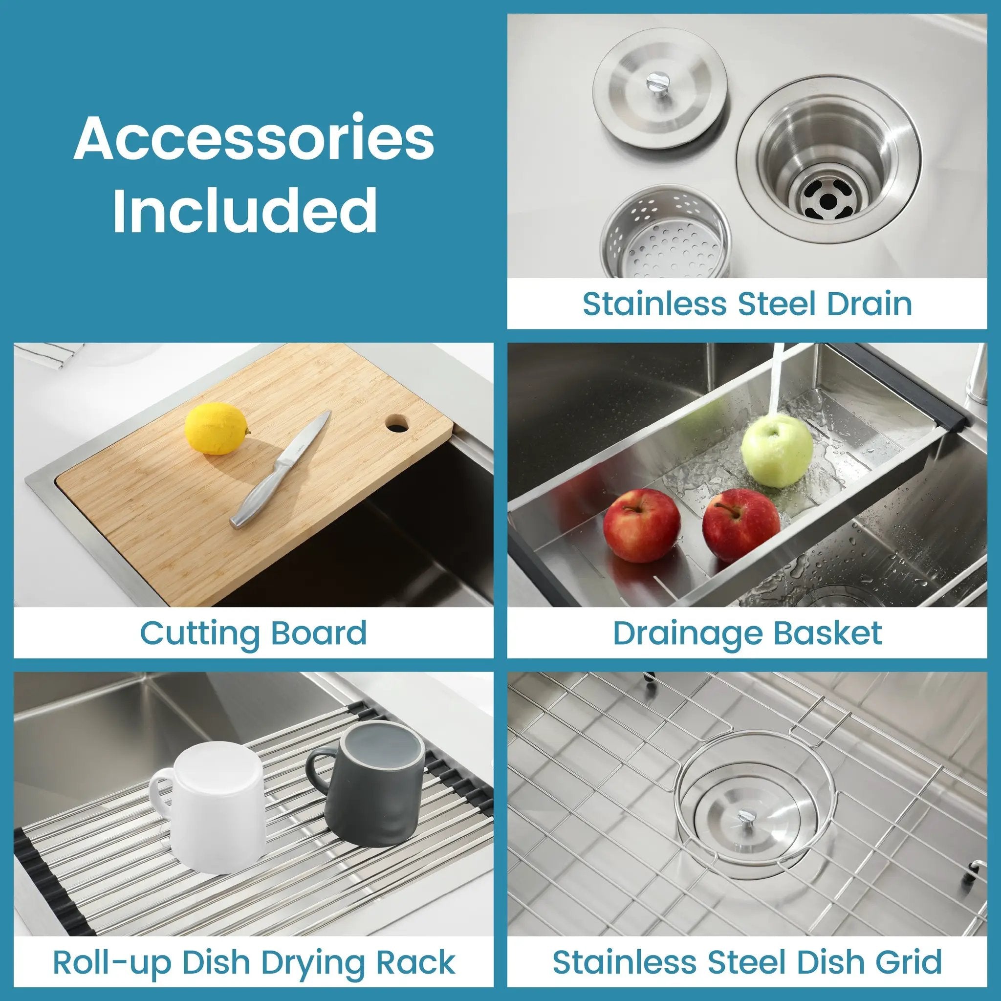 Stainless Steel Kitchen Sink, 36"x22" Single Bowl, Overmount, Brushed by HouseOfZazla