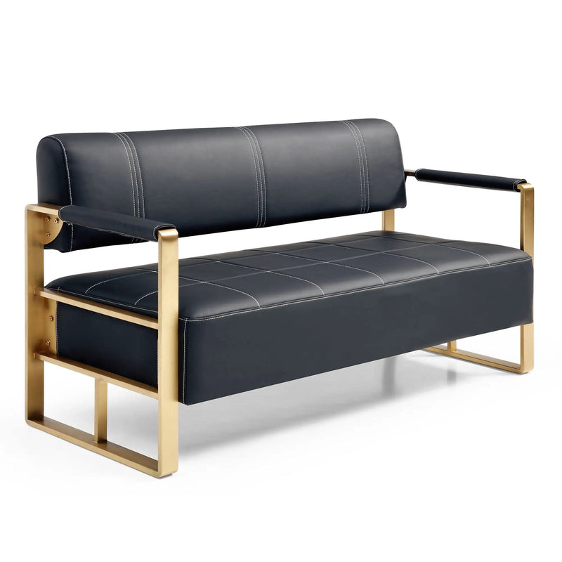 Modern Upholstery Accent Loveseat Sofa For Living Room 2 Seater With Metal Arms by HouseOfZazla