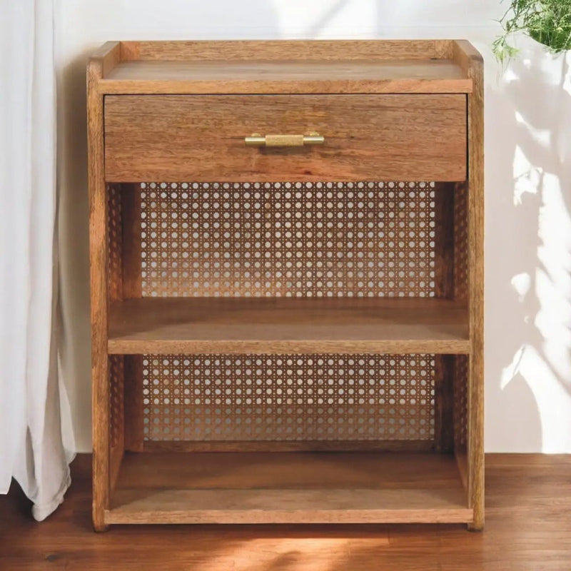 Larissa - T Bar Open Bedside Table - Oak by HouseOfZazla