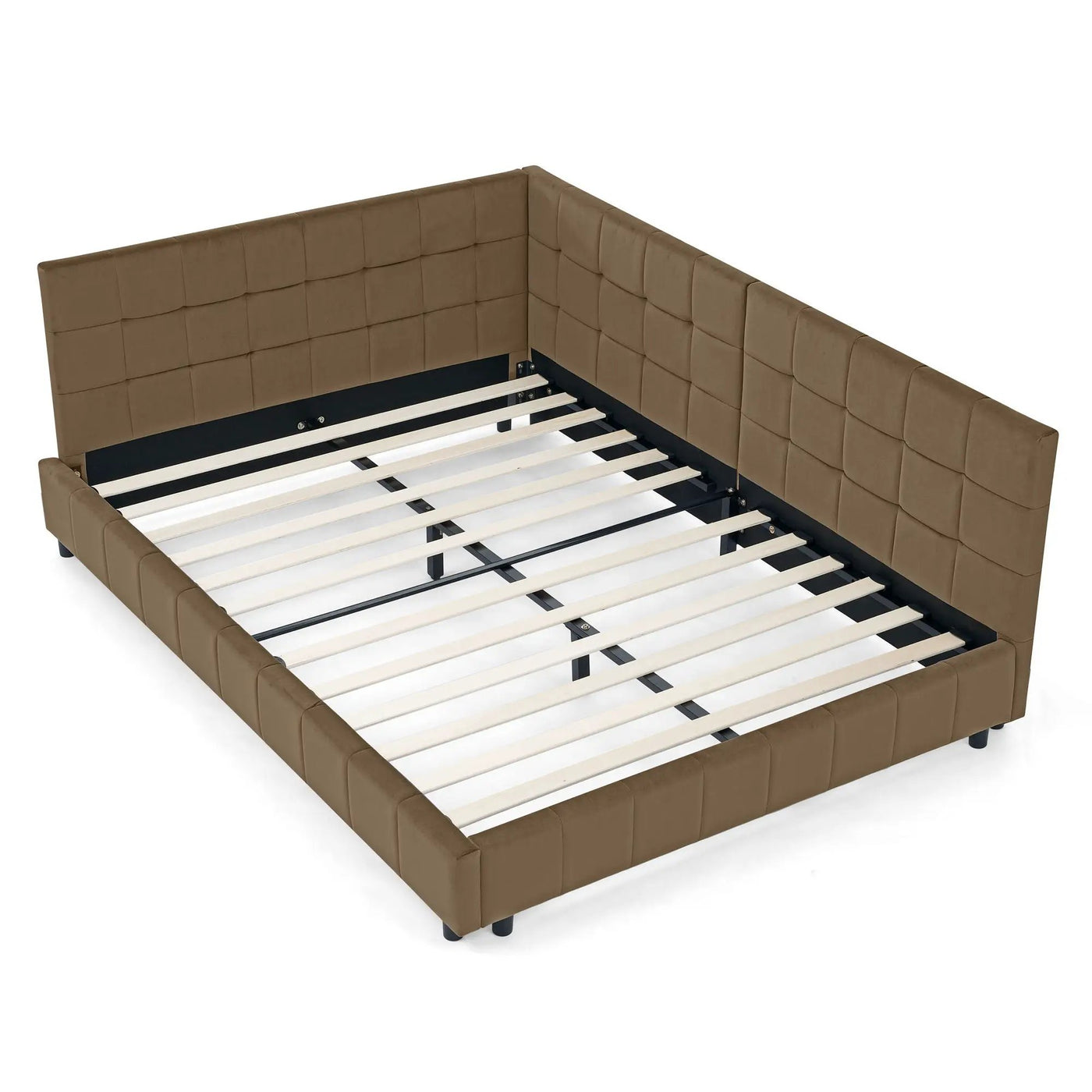 Upholstered Bed Frame With Tufted Backrest And Armrests by HouseOfZazla