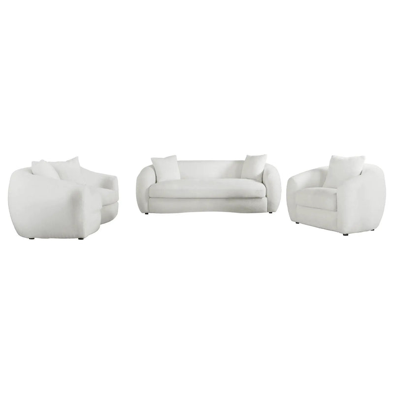 Isabella 3-piece Faux Sheepskin Upholstered Sofa Set Natural by Unique Piece Furniture