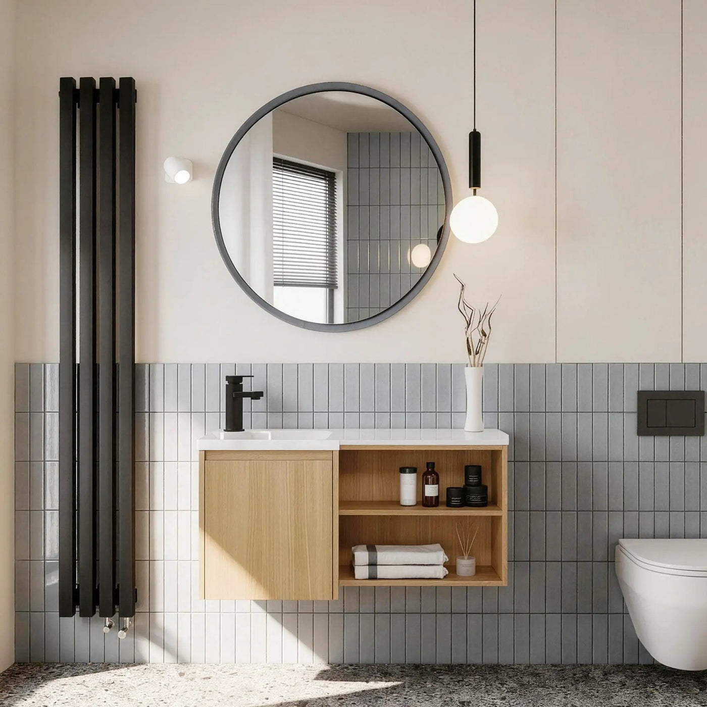 L-Shaped Wall Mounte Floating Bathroom Vanity With Integrated Sink by Unique Piece Furniture