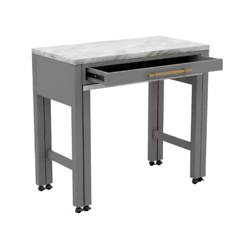 Light Gray Faux Marble Dining Table with Storage Drawer by HouseOfZazla