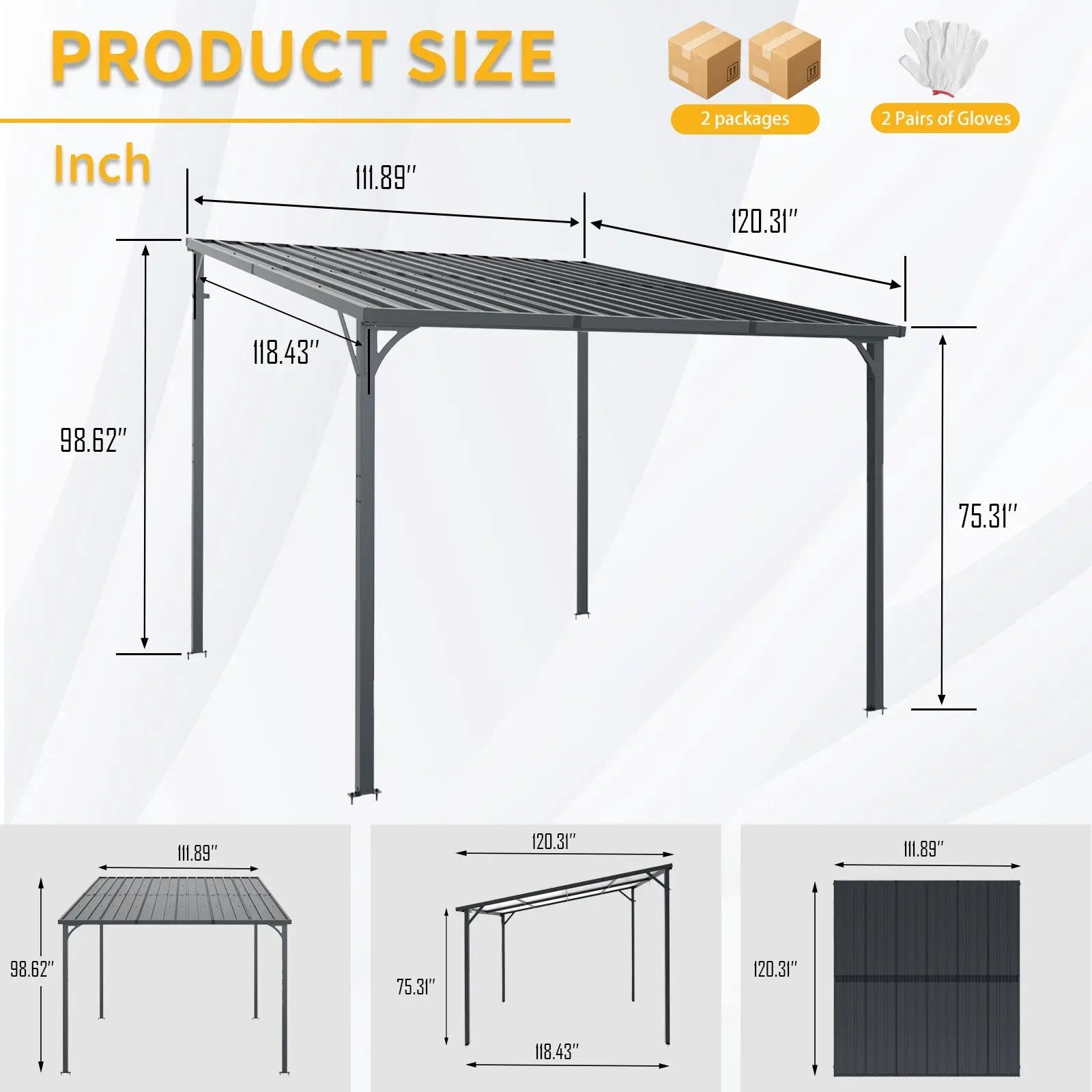 Outdoor Pergola, 10' x 10' Hardtop Gazebo for Yard by HouseOfZazla