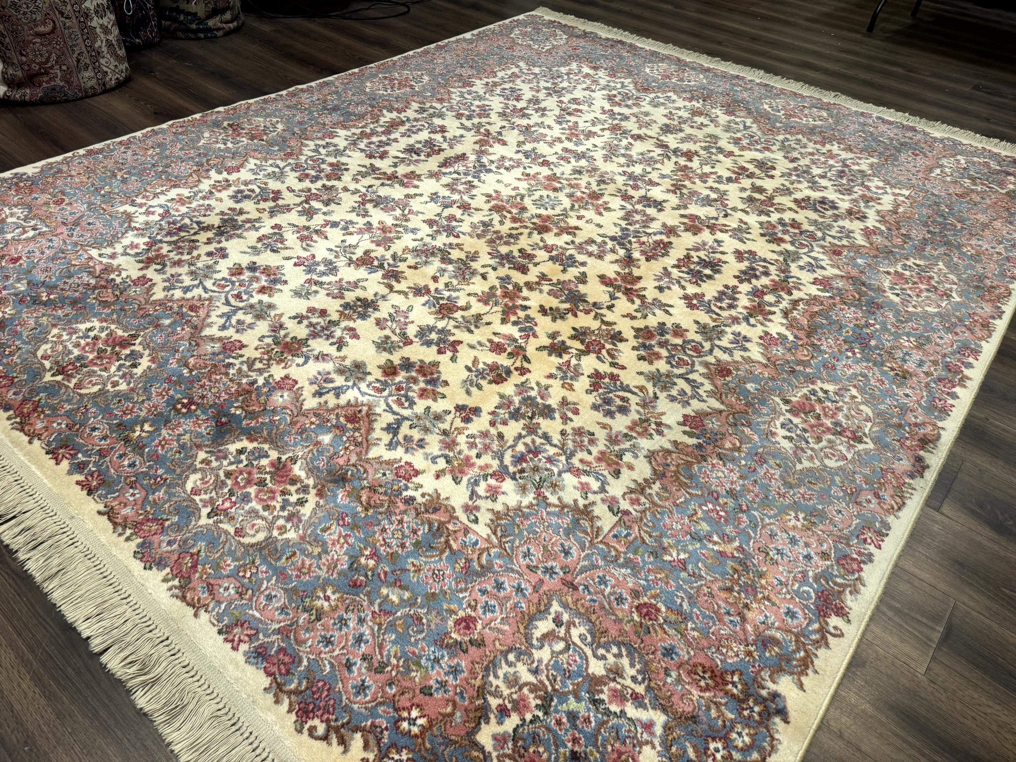 8.8 x 10.6 Karastan Kirman Rug #788, Wool Vintage Discontinued Floral Carpet by Jewel Rugs