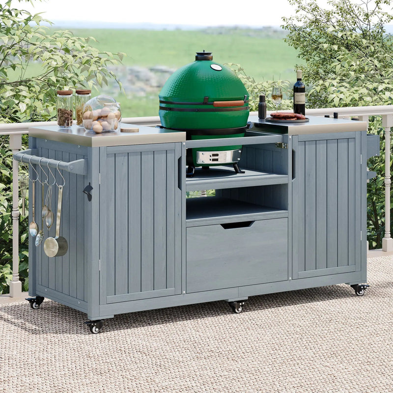 K&K 66.5" Outdoor Kitchen Island for Big Green Egg Grills by HouseOfZazla