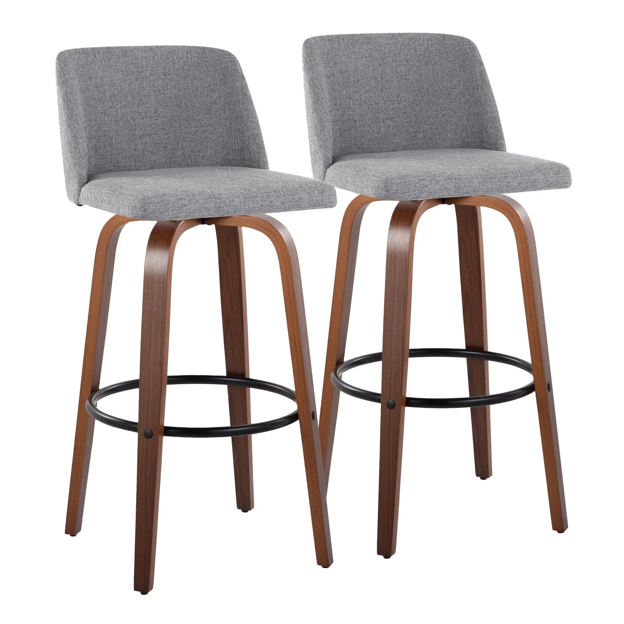 Toriano - Mid Century Modern Fixed Height Barstool Swivel And Round Footrest (Set of 2) by HouseOfZazla