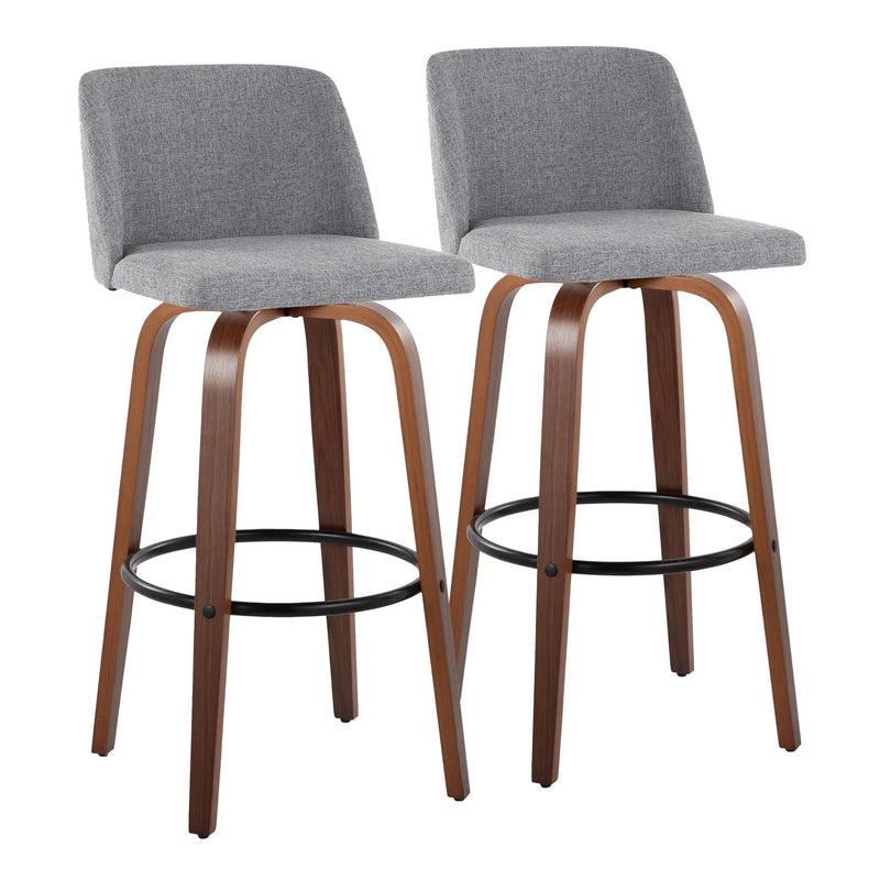 Toriano - Mid Century Modern Fixed Height Barstool Swivel And Round Footrest (Set of 2) by HouseOfZazla