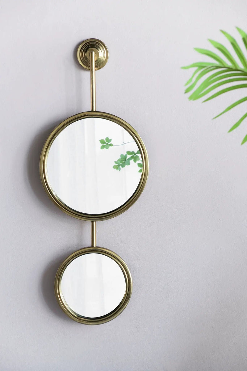 2 Circle Mirrors For Wall Decor, Unique Contemporary Wall Mirror For Living Room Bedroom Entryway - Gold by Unique Piece Furniture