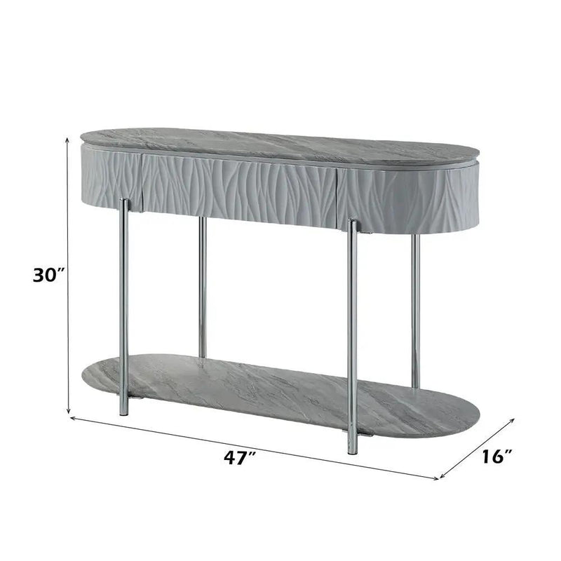 Yukino - Sofa Table - Gray High Gloss & Chrome by Unique Piece Furniture
