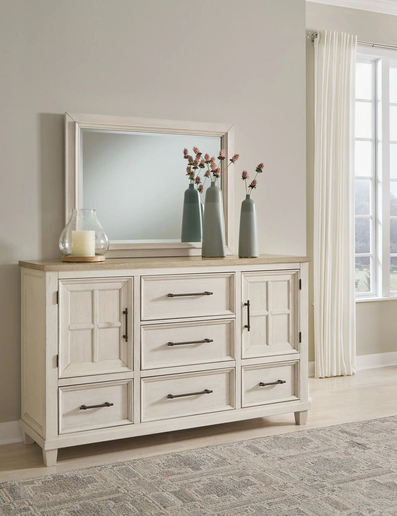 Shaybrock - Dresser And Mirror - Antique White / Brown by Unique Piece Furniture