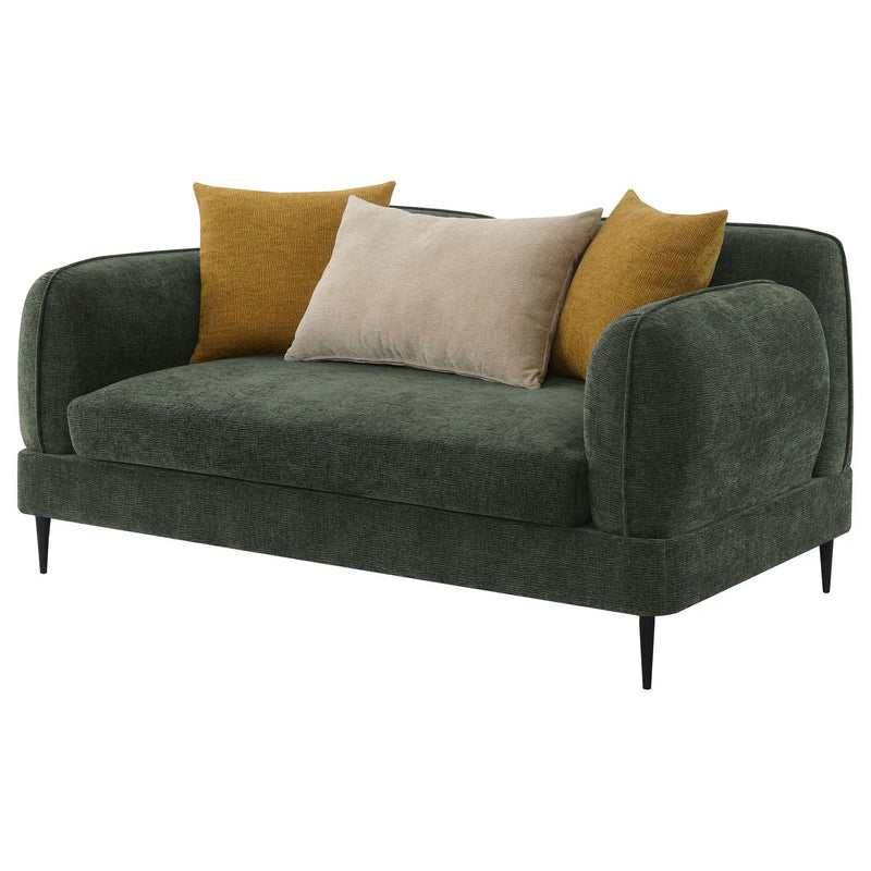 Jade Chenille Upholstered Modern Track Arm Loveseat Green by Unique Piece Furniture