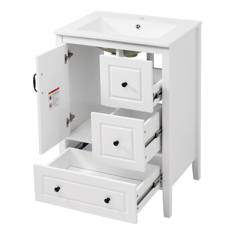 Retro Bathroom Vanity With Sink, Soft Closing Cabinet & Drawers by HouseOfZazla