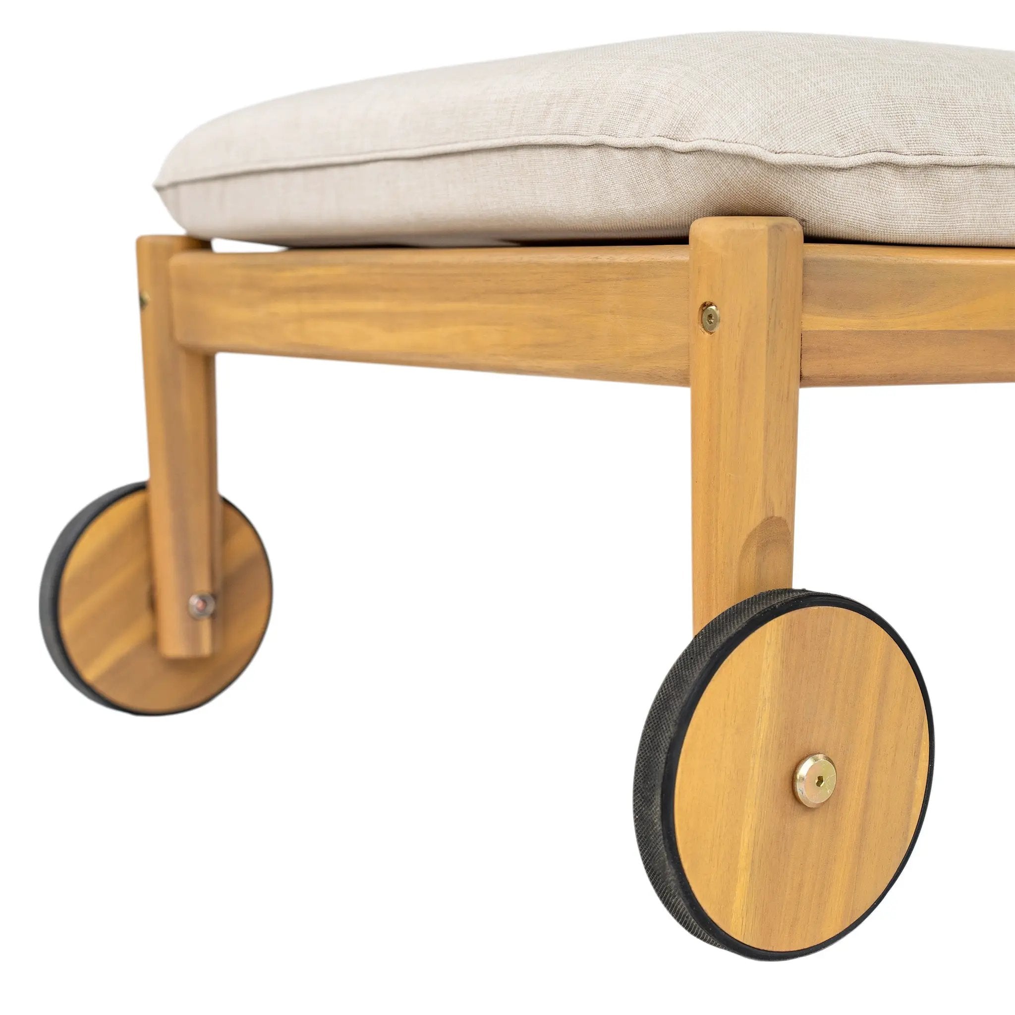 Riviera Outdoor Chaise Lounge with Wheels, Acacia Wood Frame (Set of 2) by HouseOfZazla