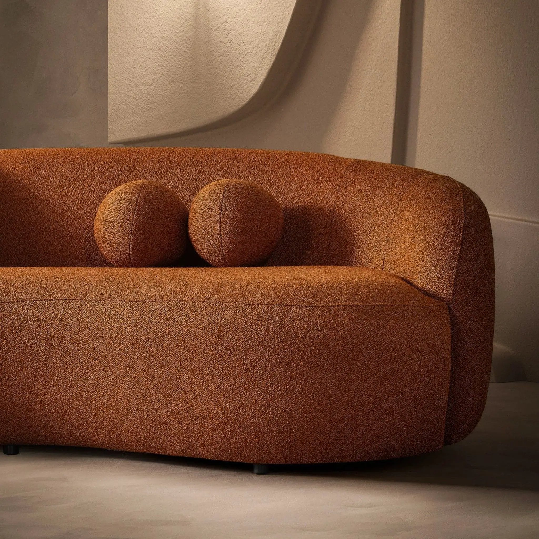 Drake - Japandi Style Curvy Boucle Sofa by HouseOfZazla