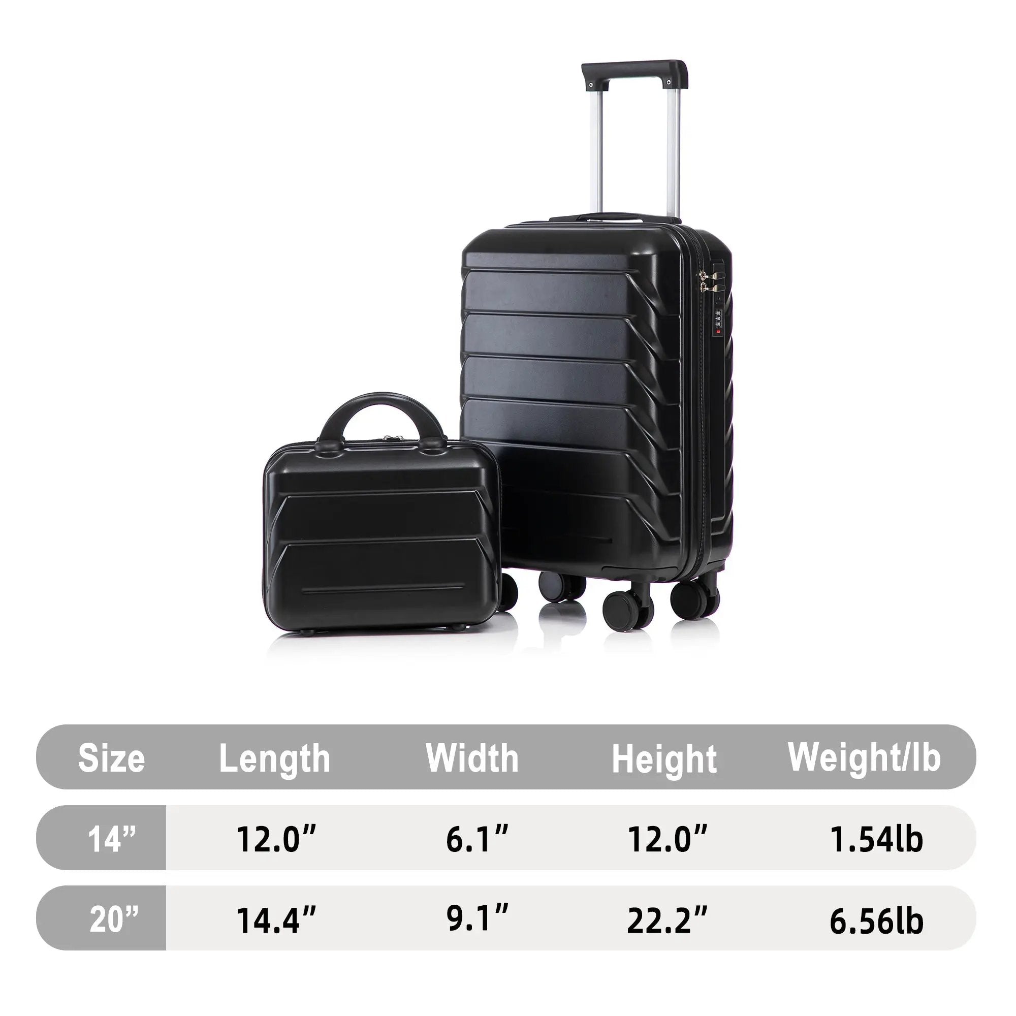 14'/20' 2-Piece ABS Spinner Wheel Luggage Set with Combination Lock by HouseOfZazla